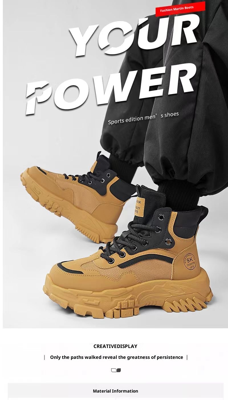 Zees Arbeidsbescherming Herenschoenen Herfst Buiten Wandelen Antislip Slijtvast Werk Sport Dikke Zool Hoogteverhogend_voghion.com