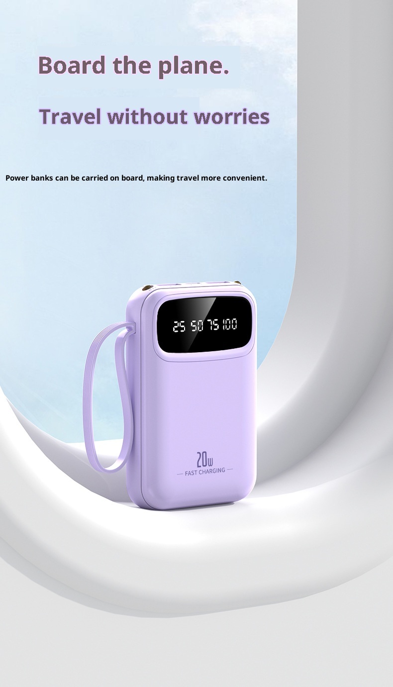 techglobe 3C Certified 20000mAh Ultra Large Capacity Bank Mini Built-in Cable Portable Mobile Power Wholesale Customization_voghion.com