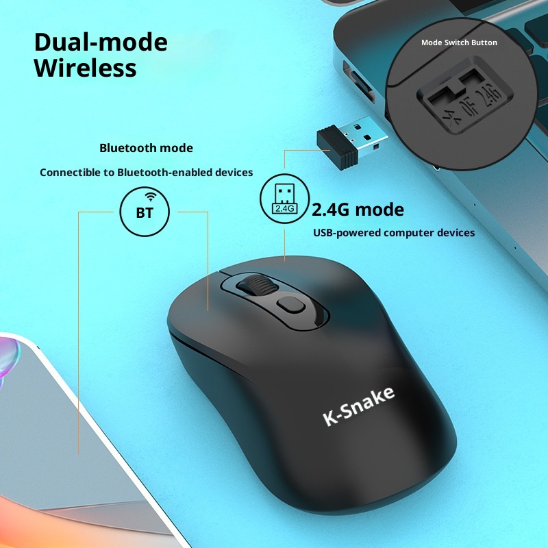 Digitex Digitex Viper W300 Wireless 2.4G Bluetooth Dual Mode Laptop Universal Power Saving Business Office 4D Mouse_voghion.com