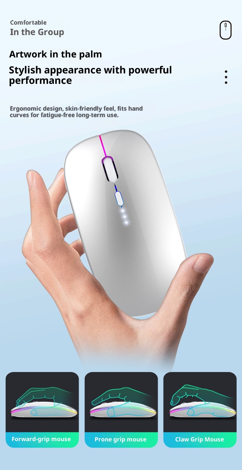 Techglobe Hot-Selling Type-C Charging Silent Bluetooth Dual-Mode Power Display Wireless Mouse Universal For Phones And_voghion.com