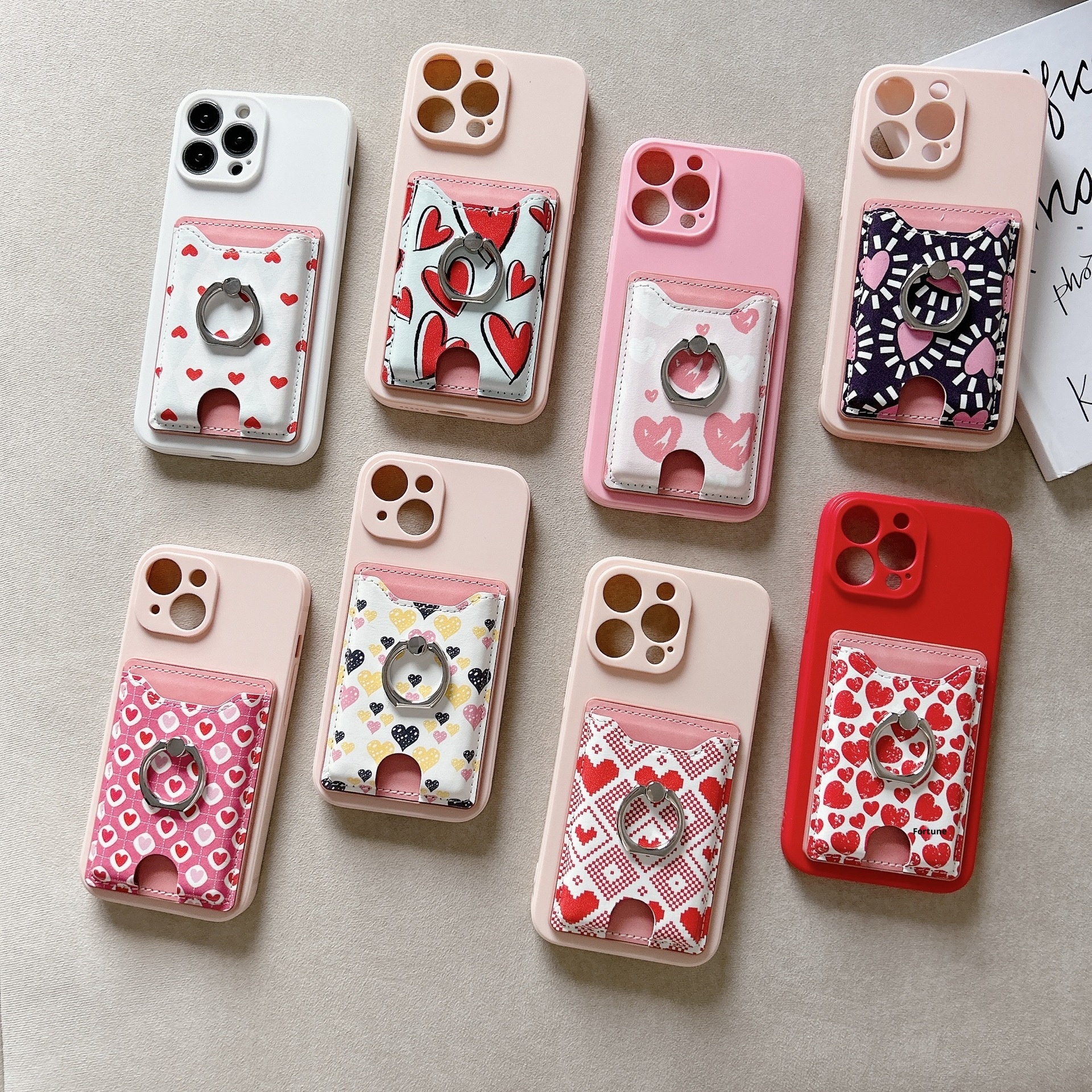 TechGlobe Heart-shaped Phone Back Multi-functional Slot Stand Ring Holder Wallet Coin Clip Bank Card Sticker_voghion.com