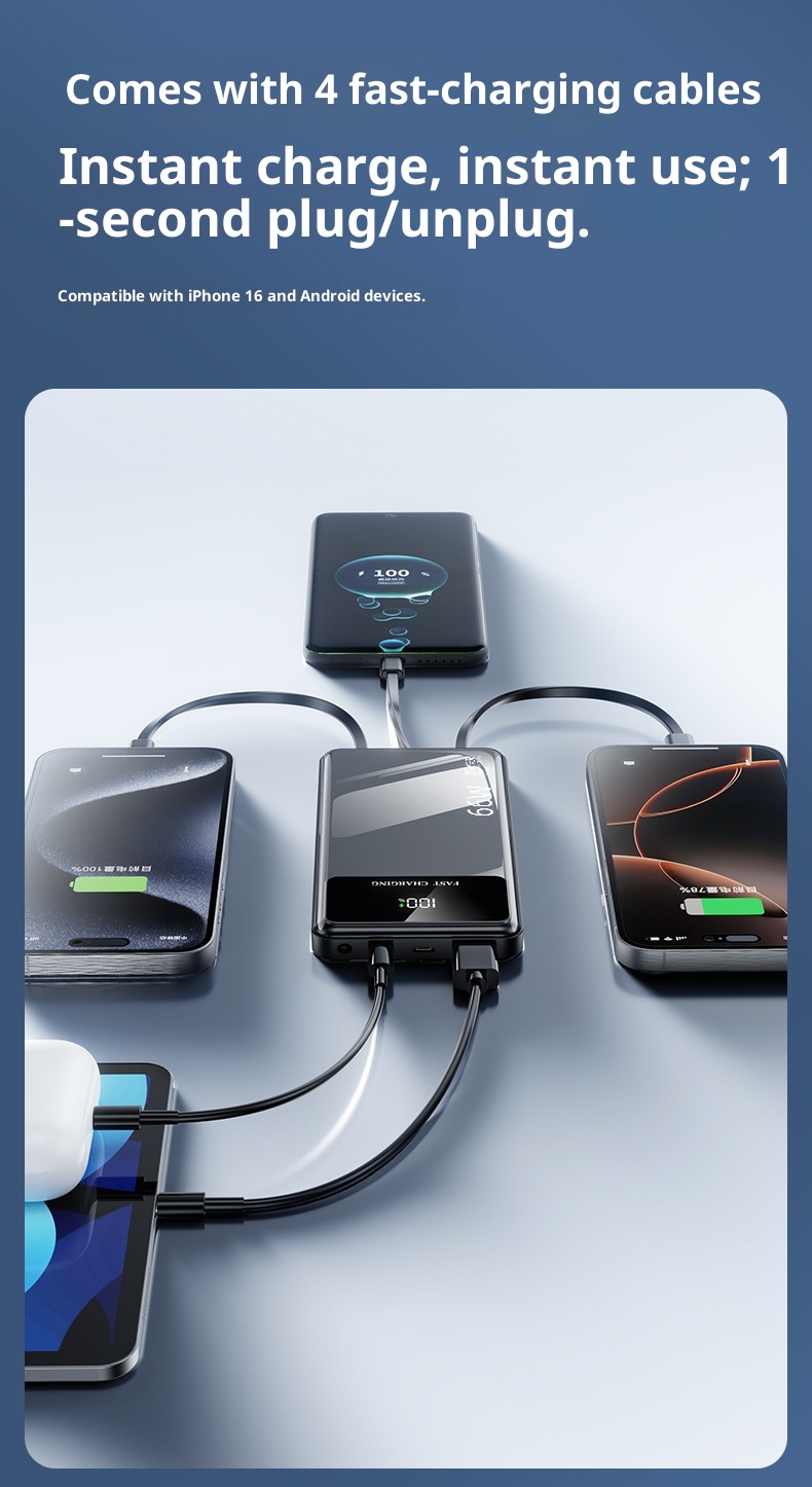 techglobe Cross-Border New Model Gift Custom Large Capacity Shared Super 66W Power Bank Fast Charging With Cable_voghion.com
