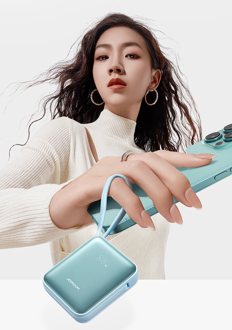 techglobe JileTang Nuovo alimentatore portatile compatto da 10000 mAh con cavo, ricarica rapida da 22,5 W, dropshipping_voghion.com