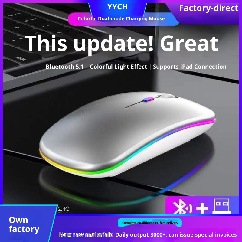 Techglobe Bluetooth For Laptop, Phone, Tablet Universal Wholesale Silent Dual Mode Luminous Wireless Mouse Type-C Interface_voghion.com