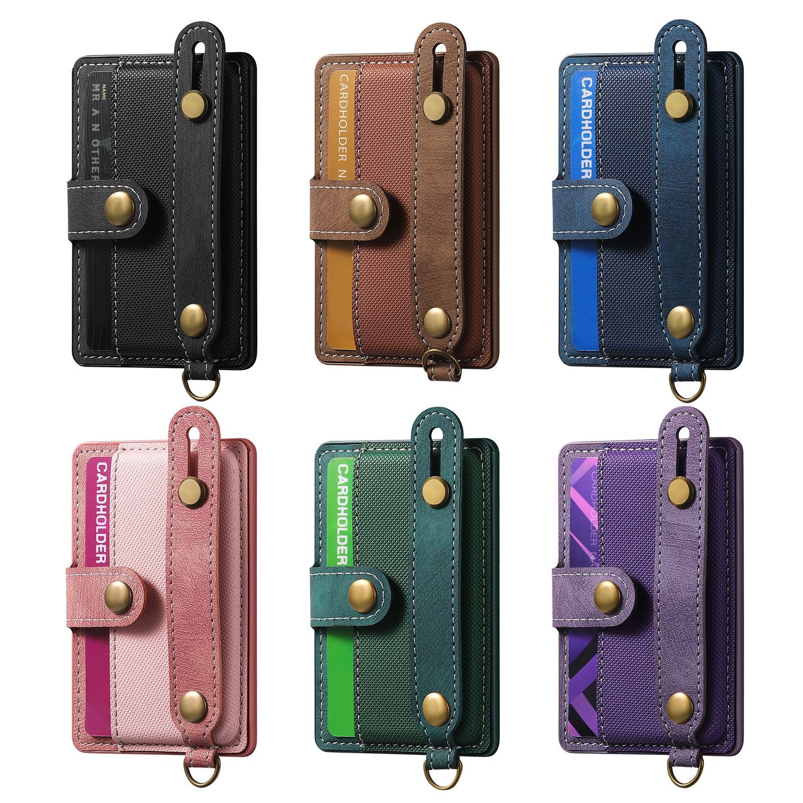 TechGlobe Multifunktionale Halterung mit 3M-Kleberückseite, Handgelenkschlaufe, Kartenfach, Münzclip, Ständer, Handytasche aus PU-Leder_voghion.com