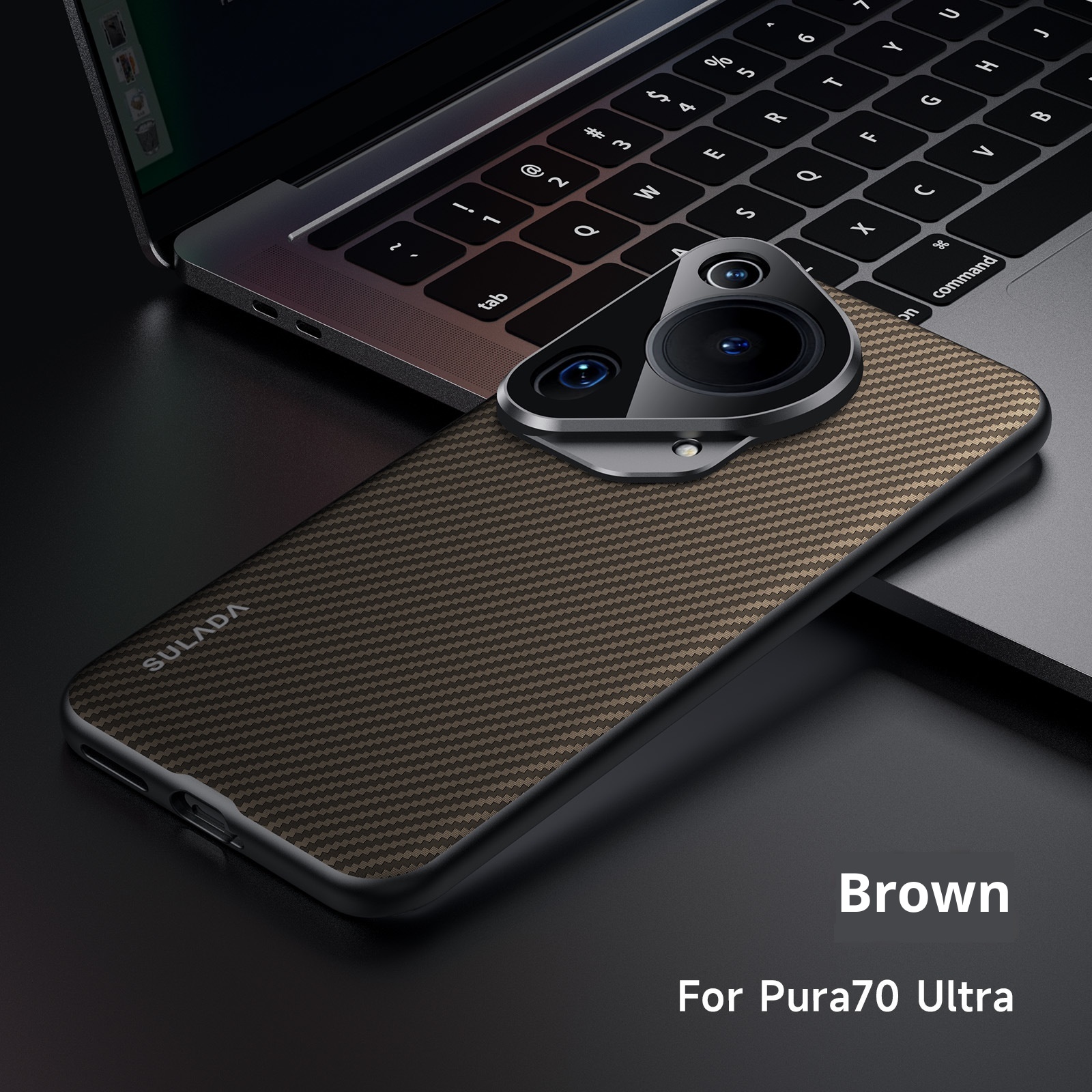 Capa para celular TechGlobe P70 com estampa de fibra de carbono Kevlar, modelo Gentleman, compatível com Huawei Pura70 e P70ultra._voghion.com