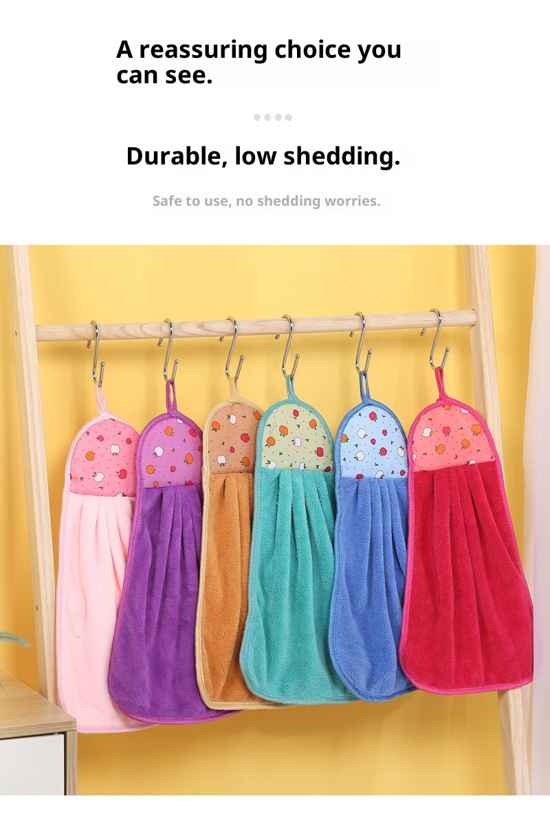 Lillian Mutfak Havlusu Askılı Süper Emici Mercan Polar Banyo Büyük Kalın El Bezi Bulaşık Bezi_voghion.com