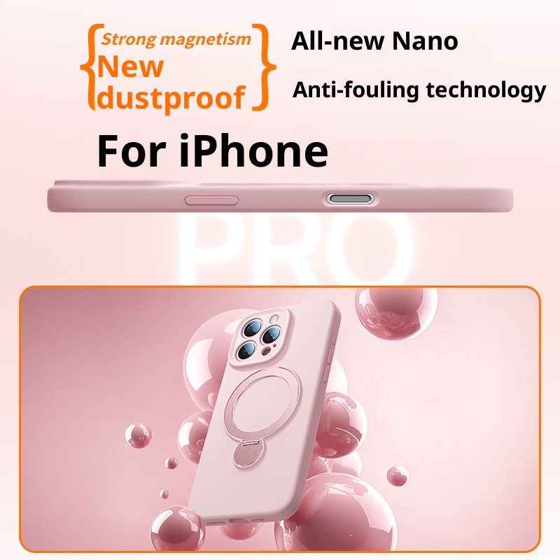 Étui de protection intégral en silicone liquide TechGlobe avec support à 360°, compatible iPhone 17 et iPhone 16 Pro, et dragonne._voghion.com