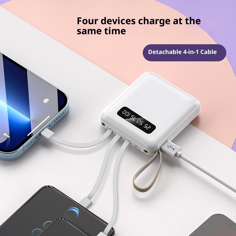 techglobe Manufacturer Wholesale Mini Fast Charging Power Bank 10000mAh With Built-in Cable Compact Portable Charger Gift Custom_voghion.com