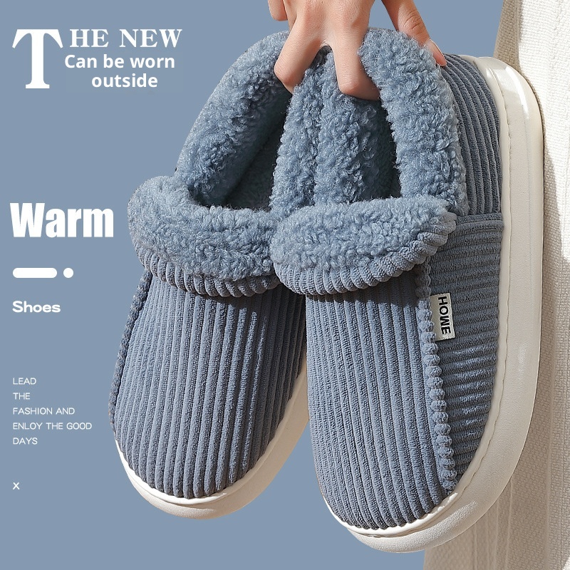 Zees Plush Warm Shoes Men Winter Outdoor Wear Middle-aged And Elderly Home Indoor Thick-soled Non-slip Closed-back Cotton_voghion.com