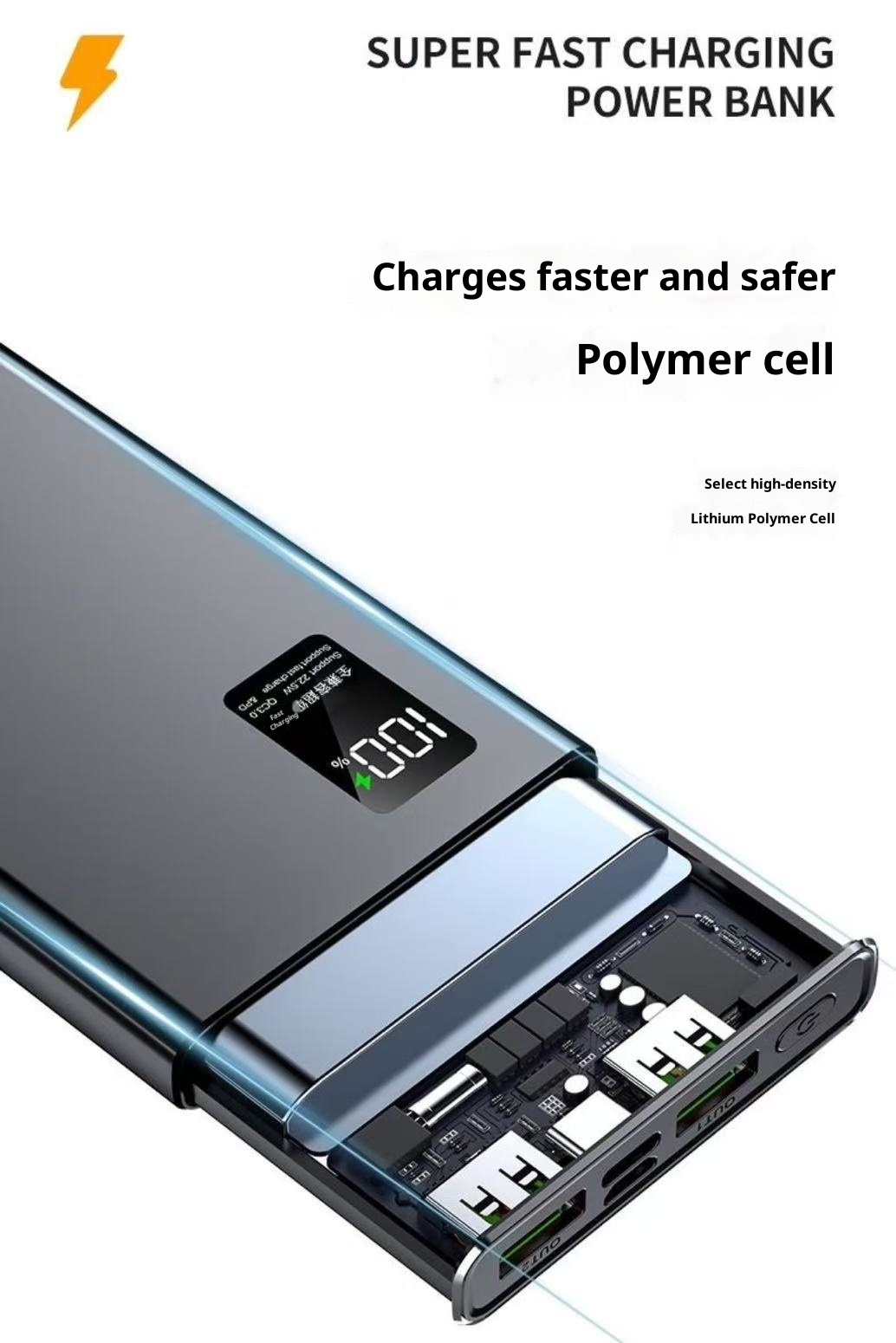 techglobe 3C Certified 120W Super Fast Charging 20000mAh Bank Large Capacity 10000mAh Portable Mobile Power Supply_voghion.com