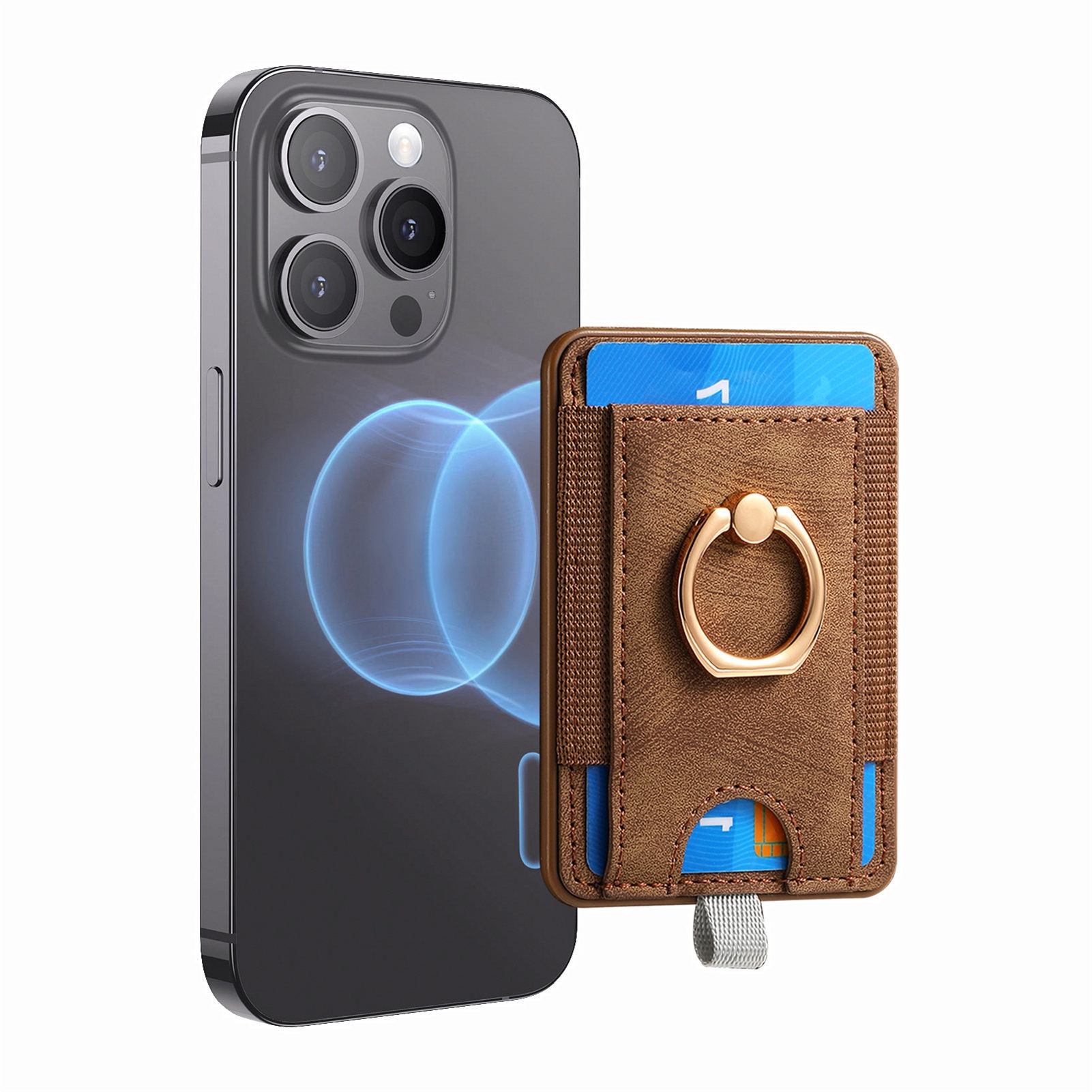 TechGlobe New Magnetic Wallet Coin Clip PU Leather Back Sticker Card Holder Strong Magnet In Stock_voghion.com