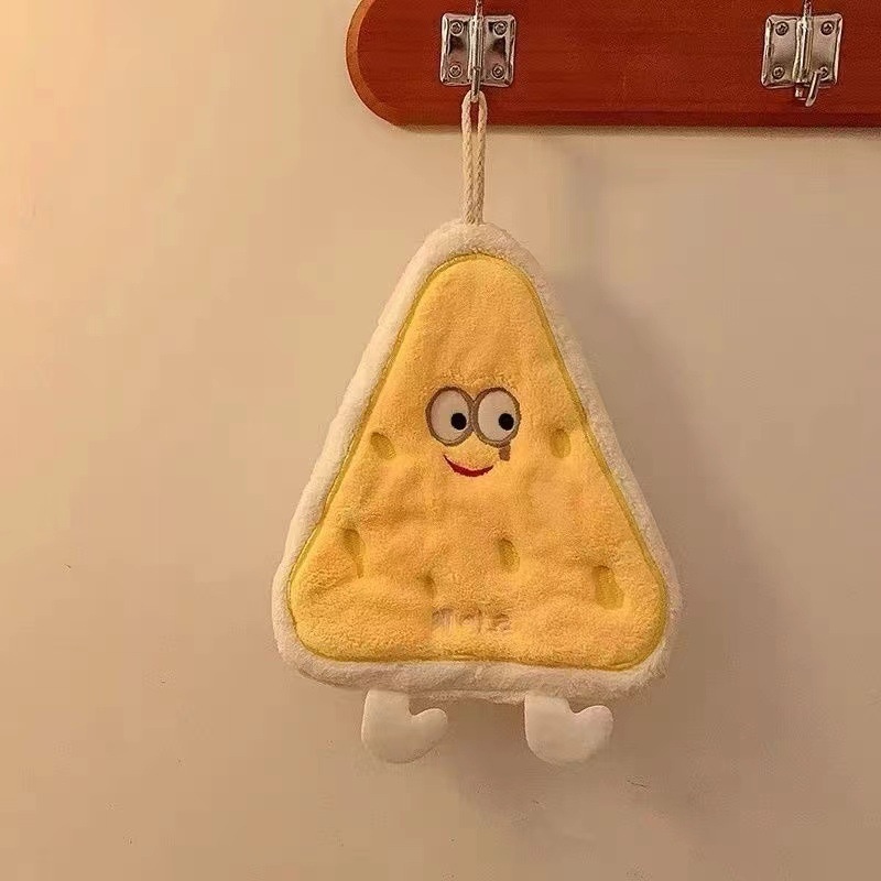 Lillian Baking Series Coral Fleece Cheese Card Hanging Cartoon Absorbent Thickened Bathroom Kitchen Hand Towel_voghion.com
