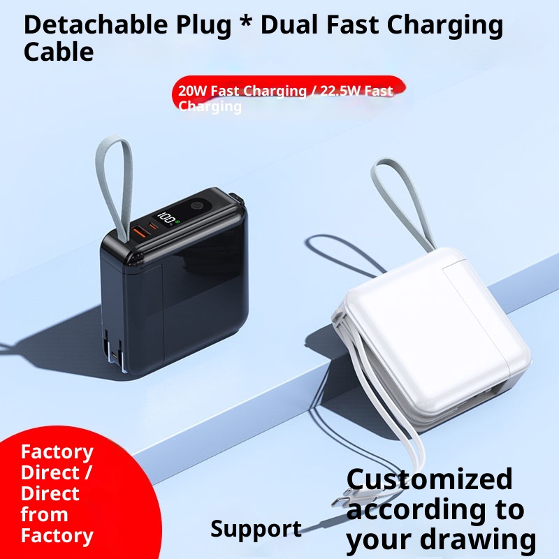 Batterie externe Techglobe 22,5 W à charge ultra-rapide avec prise secteur et câble intégré personnalisé, capacité de 20 000 mAh. Chargeur portable haute capacité._voghion.com