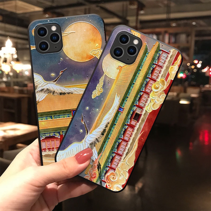 TechGlobe Suitable For 15/17/8 Plus Embossed Phone Chinese Style National Trend Shockproof Fresh Artistic Protective Case_voghion.com