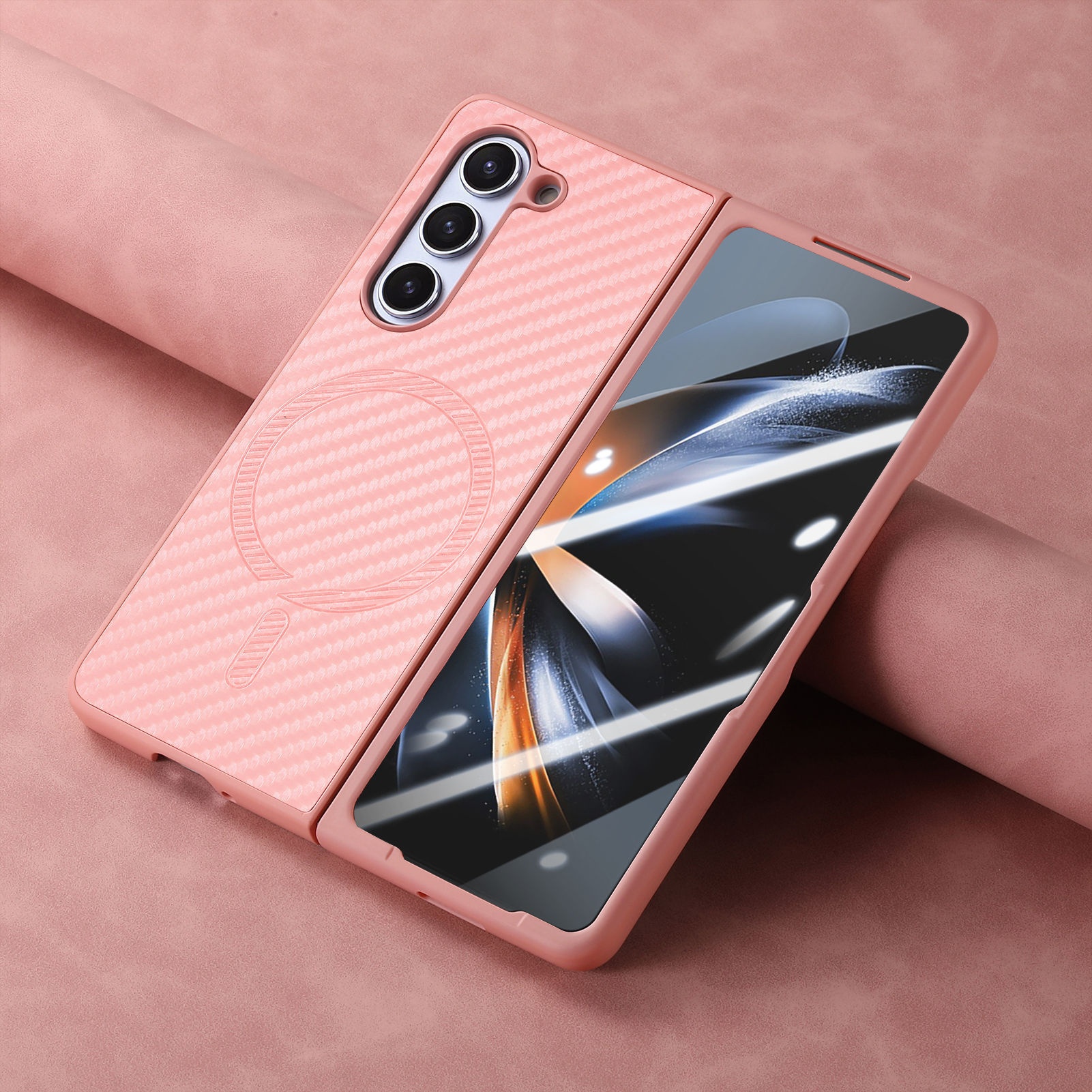 TechGlobe compatibile con Samsung Galaxy Fold6 custodia in fibra di carbonio con pellicola magnetica integrata Z Fold5_voghion.com