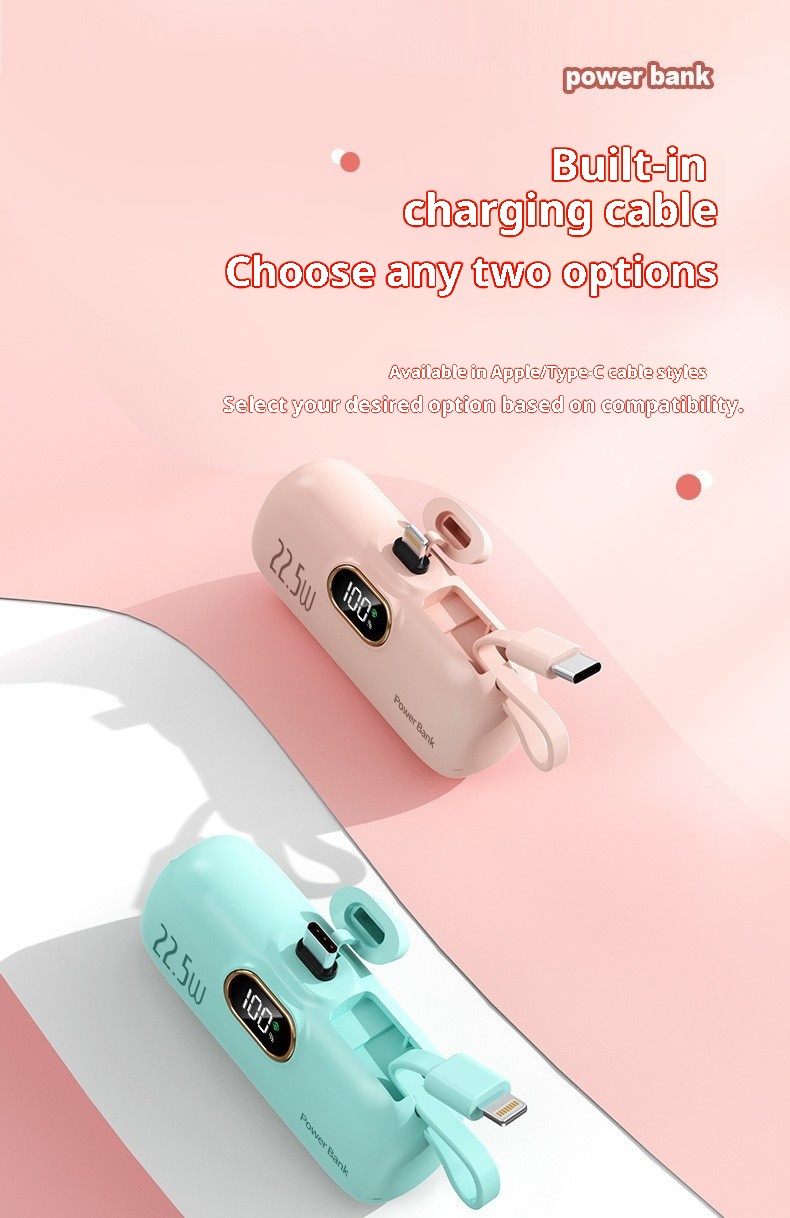 Techglobe Cross-Border KC Mini Capsule Bank 5000mAh 22,5W Ricarica rapida Compatto Alimentatore portatile mobile LG stampato_voghion.com