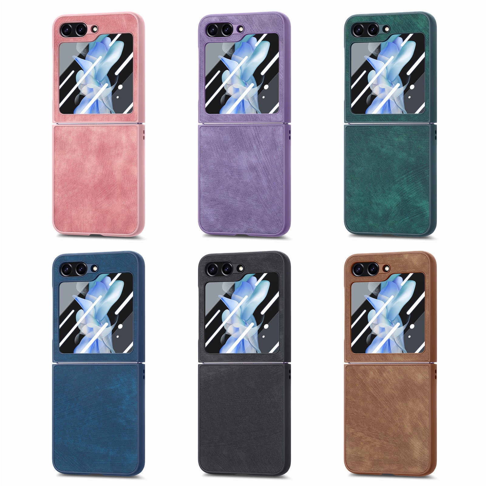 TechGlobe Compatibel met Samsung Z 5 Skin Feel Solid Color Oil Spray Flip 5/4 Protector Geïntegreerd Boven- en Onderscherm_voghion.com