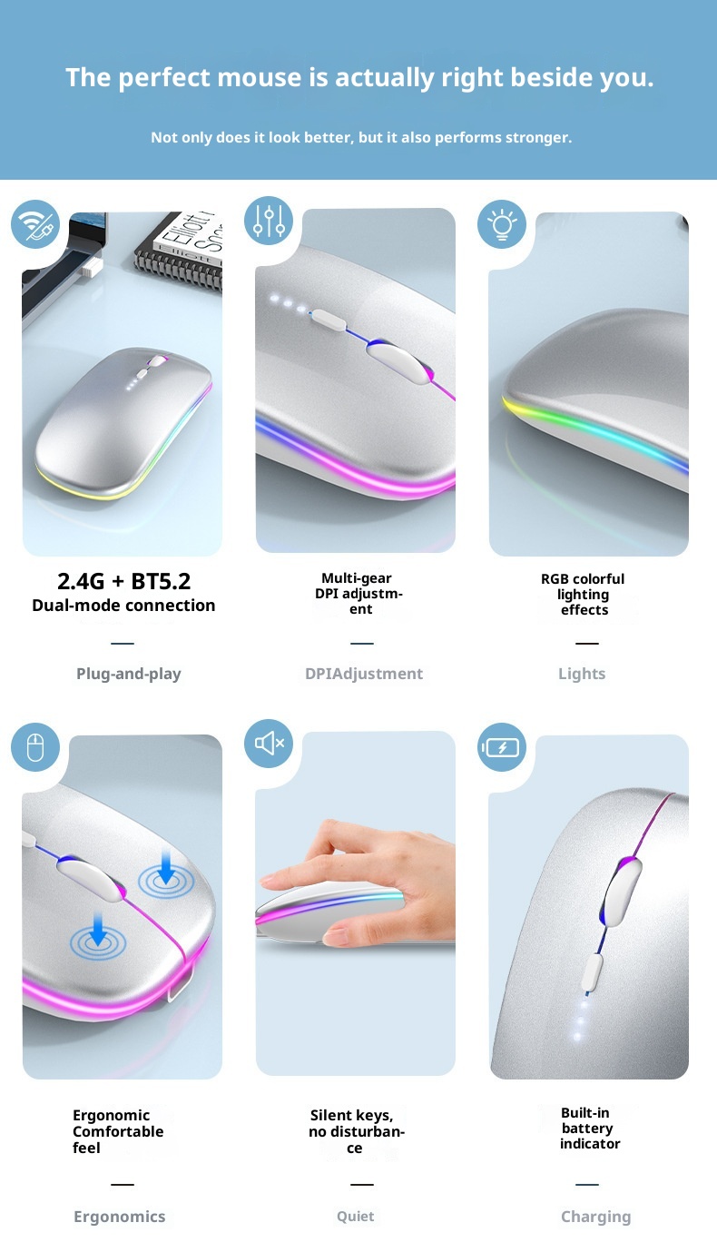 Techglobe Hot-Selling Type-C Charging Silent Bluetooth Dual-Mode Power Display Wireless Mouse Universal For Phones And_voghion.com