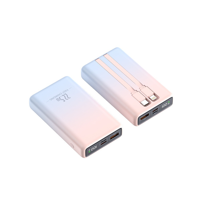 techglobe Cross-Border Exclusive 20000mAh Dual-Direction 22.5W Fast Charging Capacity Power Bank Portable With Dual Cables Lithium_voghion.com