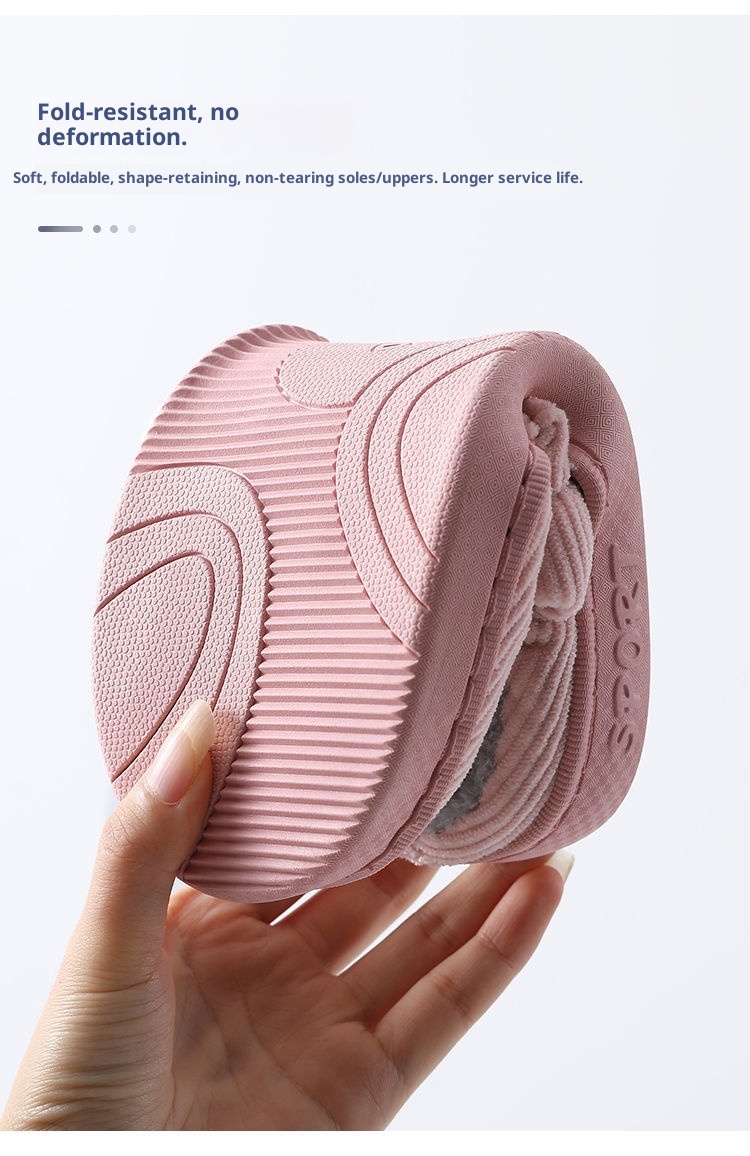 Zees Fluffy para mulheres, para uso doméstico no outono e inverno, sapatos de maternidade quentes com forro de lã, sola grossa de algodão para casais._voghion.com