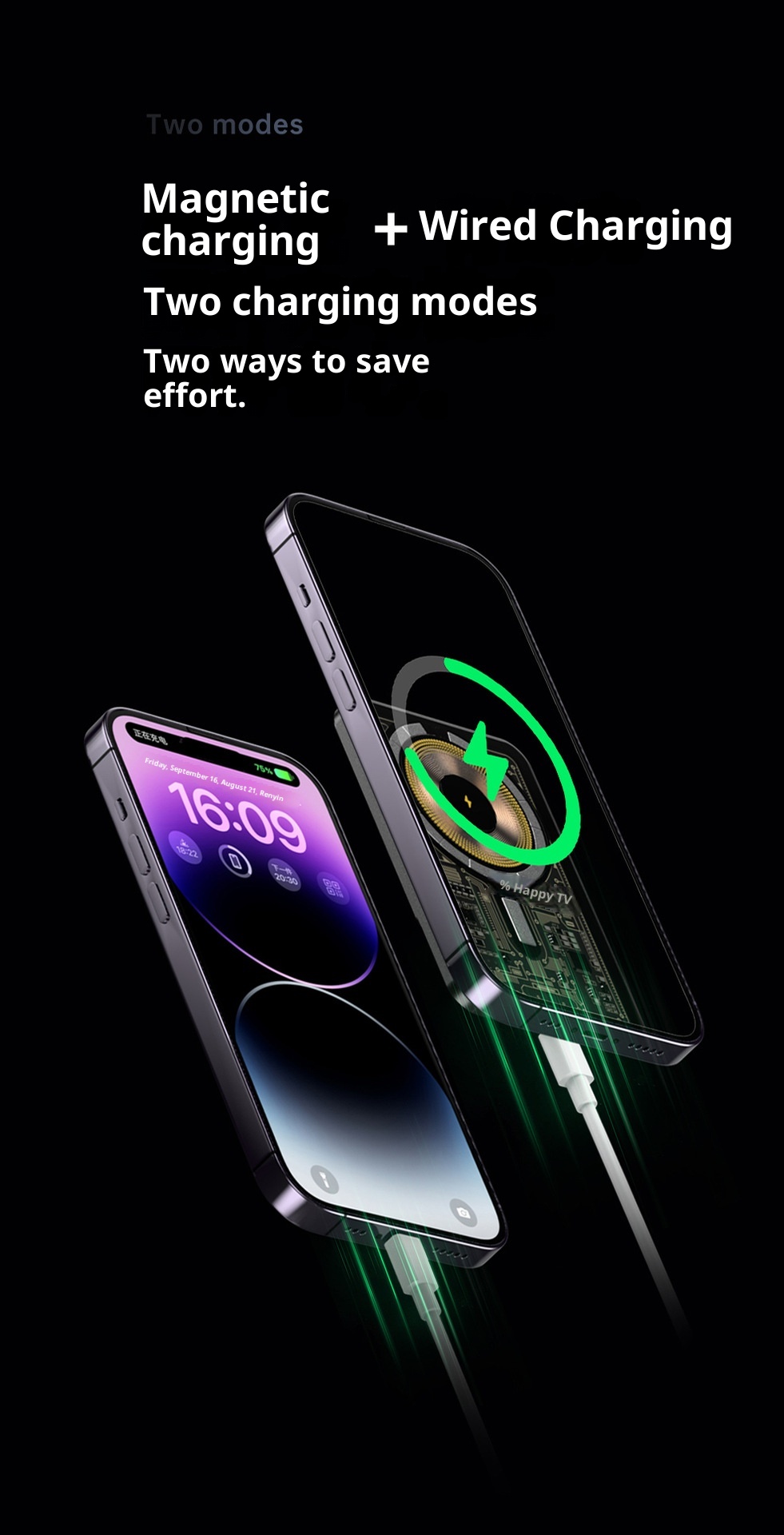 techglobe Magnetische Powerbank 10000mAh Ultradünn Praktisch Kabelloses Schnellladen Clip-on Mobile Power Großhandel_voghion.com