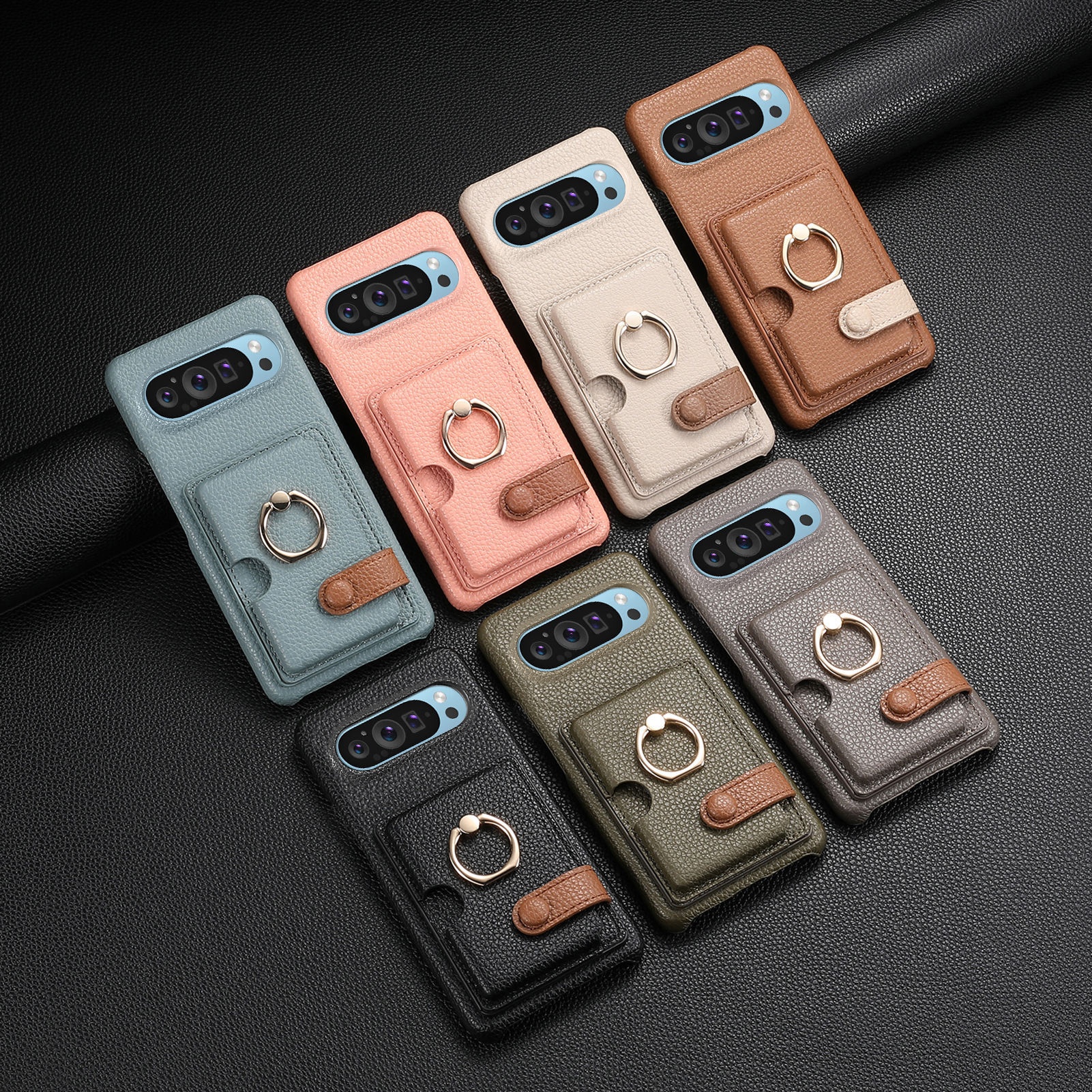 TechGlobe Handyhülle kompatibel mit Google 9A, Kartenfach, Aufbewahrung, Schutzhülle, Armband, Pixel 10 Metallringhalter_voghion.com