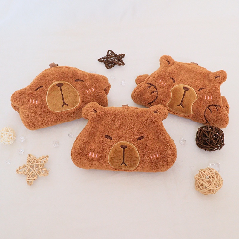 Lillian Cross-Border Kapibara Coral Fleece Hanging Thickened Non-Shedding Handkerchief Absorbent Hand Wiping Small Towel_voghion.com