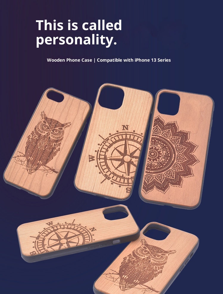 TechGlobe 14 Cherry Pattern Phone Case Arc Compatible IPhone 17 Pro Bamboo Wood Color Protective Cover_voghion.com