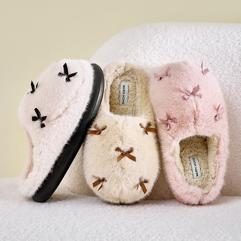 Zees 2025 New Furry Winter Indoor Home Warm Plush Thick Sole Cushioned Cotton Slippers For Women_voghion.com