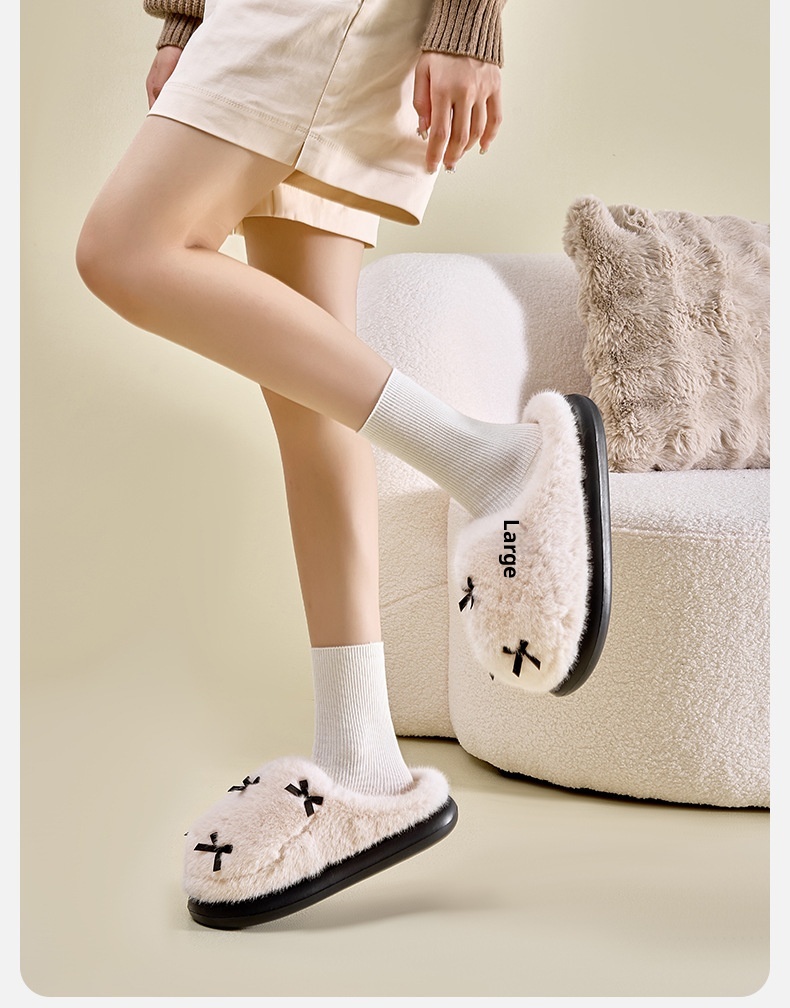 Zees 2025 New Furry Winter Indoor Home Warm Plush Thick Sole Cushioned Cotton Slippers For Women_voghion.com