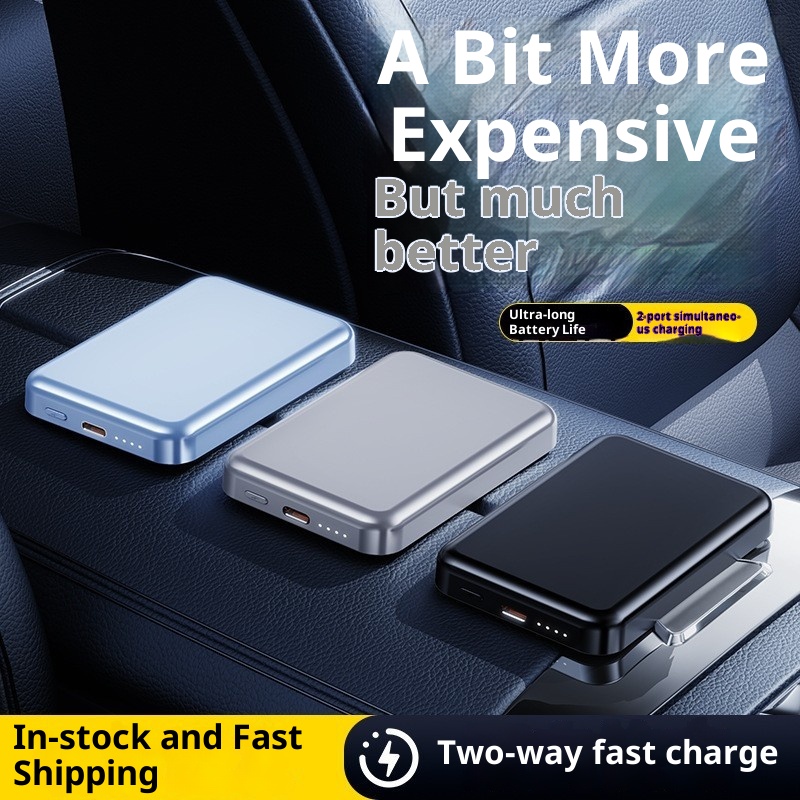 TechGlobe Grenzüberschreitende magnetische kabellose ultradünne Bank mit bidirektionaler Schnellladefunktion und 10000mAh tragbarer mobiler Stromversorgung_voghion.com