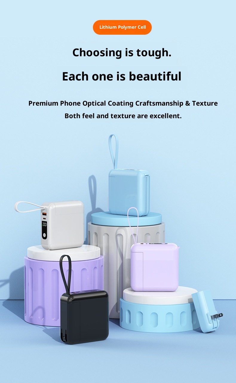 Batterie externe Techglobe 22,5 W à charge ultra-rapide avec prise secteur et câble intégré personnalisé, capacité de 20 000 mAh. Chargeur portable haute capacité._voghion.com