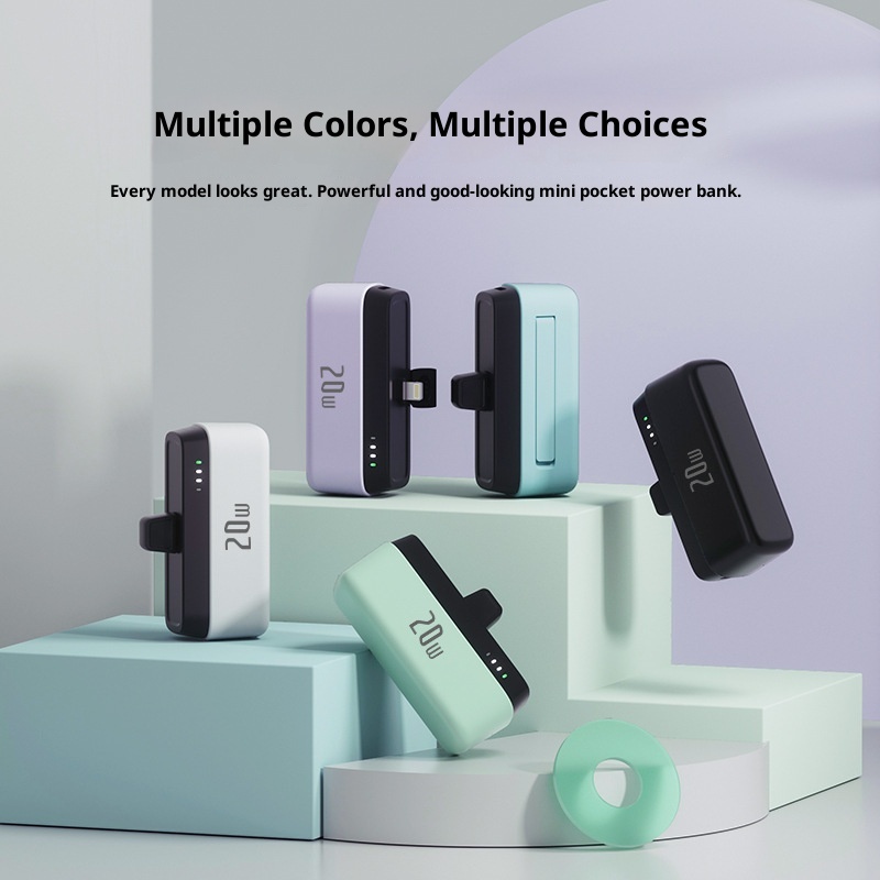 techglobe PD20W Pocket Fast Charging Compact Portable 5000mAh Capsule Emergency Mini Power Bank_voghion.com