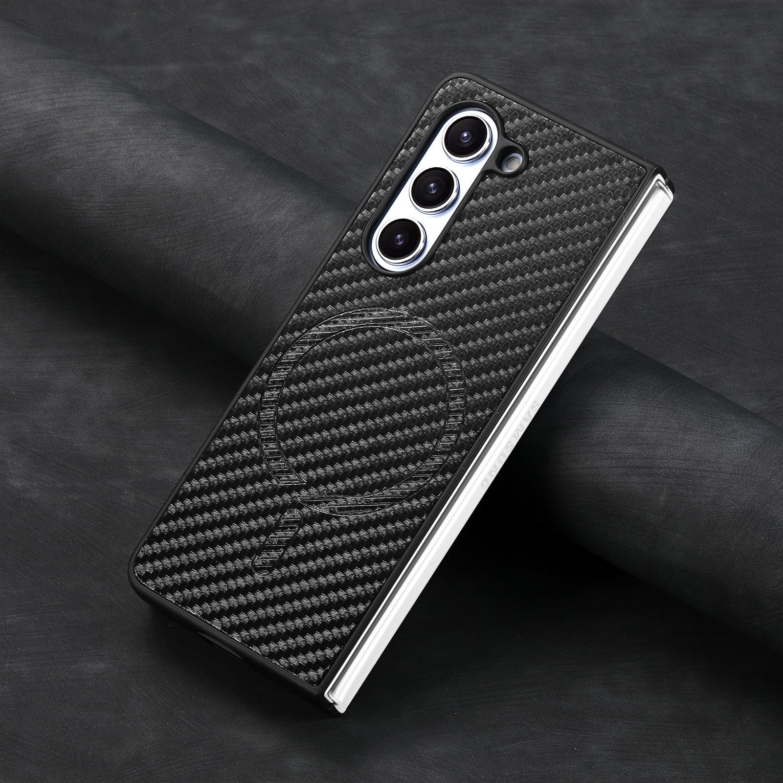 TechGlobe compatibile con Samsung Galaxy Fold6 custodia in fibra di carbonio con pellicola magnetica integrata Z Fold5_voghion.com