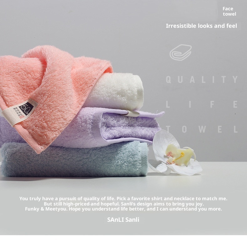 Lillian Sanli Pure 50s Long Staple Cotton Non-twisted Couple Gift Adult Face Towels_voghion.com