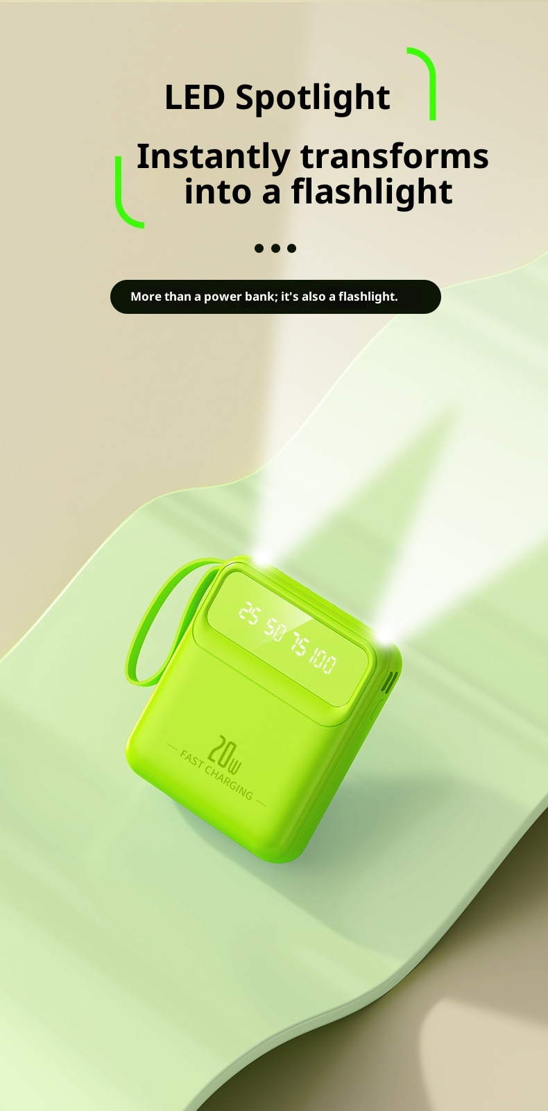 TechGlobe Gift Power Bank Wholesale Mini With Built-in 20000mAh Large Capacity Digital Display Portable Charger Data Cable_voghion.com