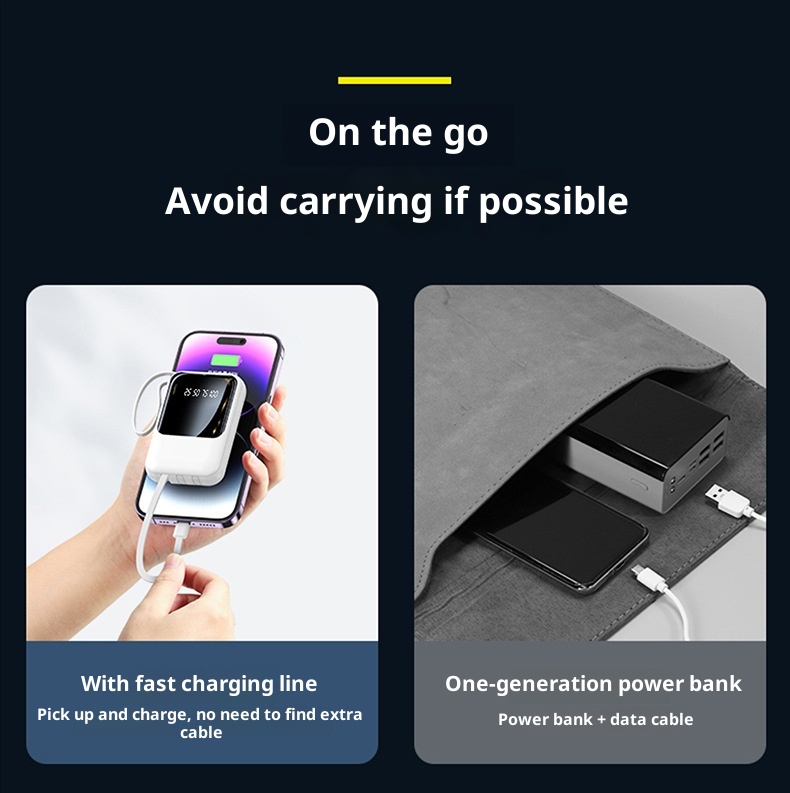 techglobe 20000mAh Gift Wholesale With Built-in Cable Digital Display Portable Large Capacity Power Bank_voghion.com