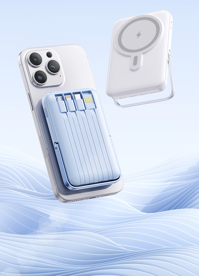 techglobe Wireless Magnetic Power Bank 10000mAh With Built-in Stand Convenient Portable Charger Custom Fast Charging_voghion.com
