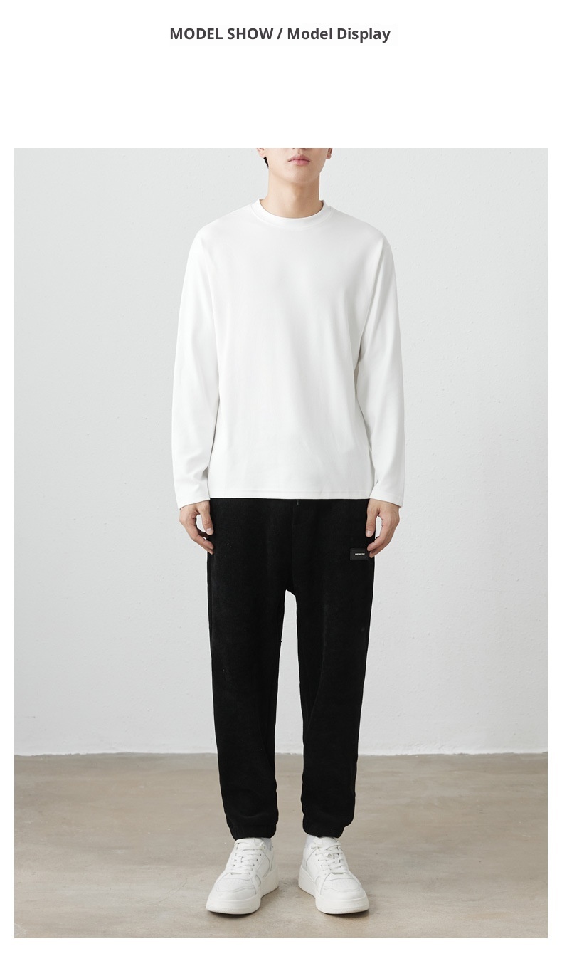 QFV507045555501<2 T-shirt a maniche lunghe da uomo in cotone peruviano pettinato 260 g, primavera estate 2025, nuova maglietta da uomo con strato interno in tinta unita_voghion.com