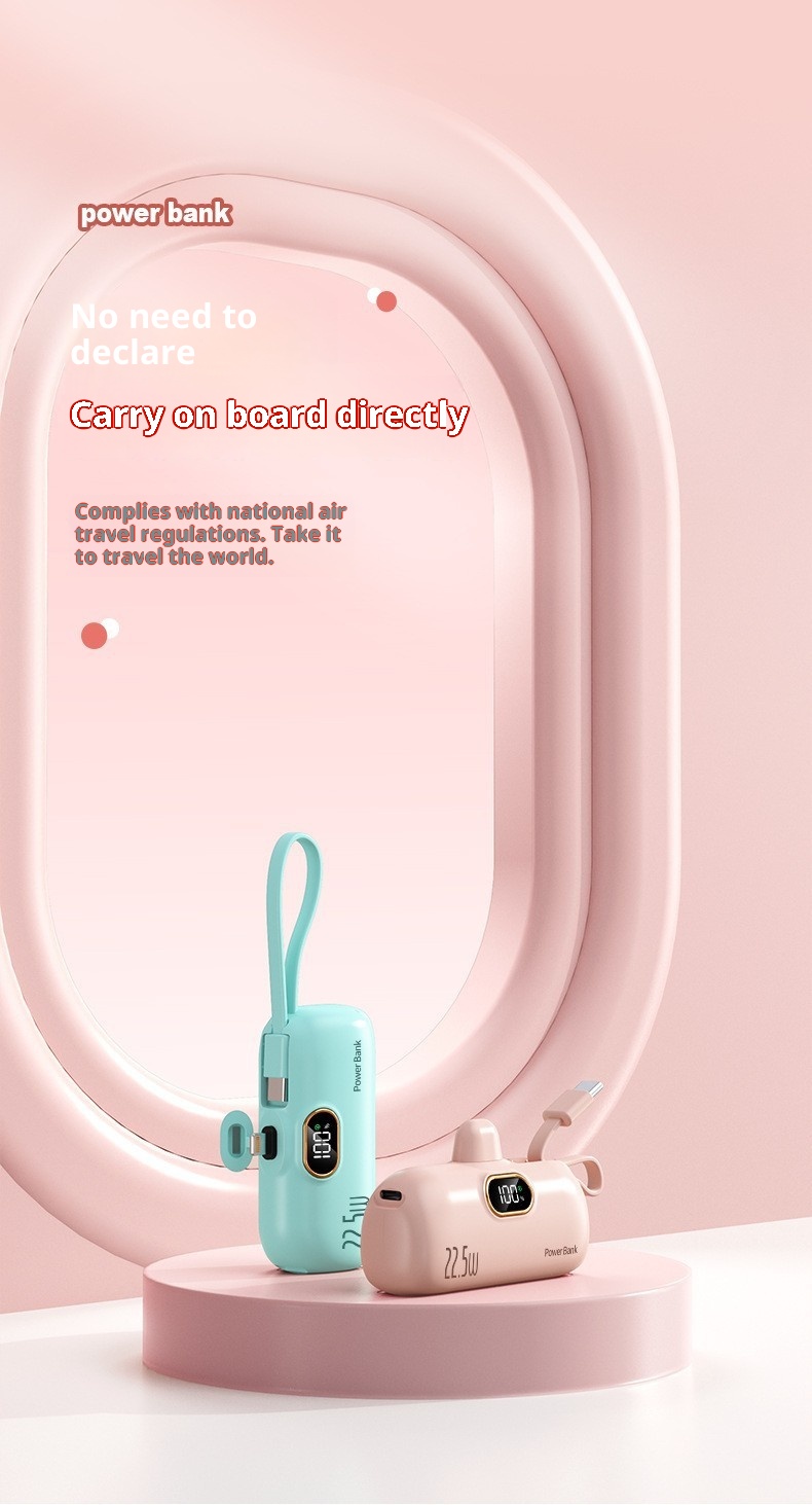 Techglobe Cross-Border KC Mini Capsule Bank 5000mAh 22,5W Ricarica rapida Compatto Alimentatore portatile mobile LG stampato_voghion.com