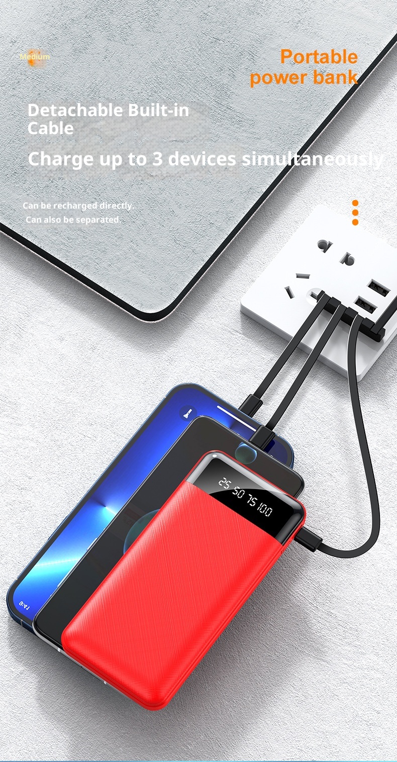 techglobe 20000 MAh Power Bank Business Gift Mini Charger Custom Fast Charging With Cable Compact Portable_voghion.com