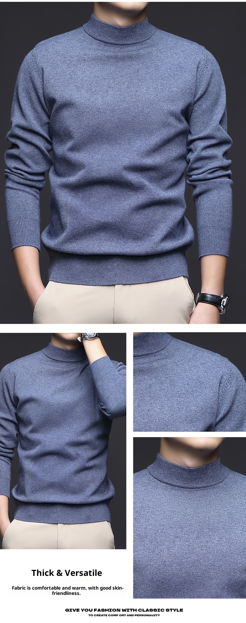 boy Boy Boy Boy Wholesale High Volume Men's Wool Blend Quality Half Turtleneck Multi-color Korean Version Youth Casual Base Sweater Men_voghion.com