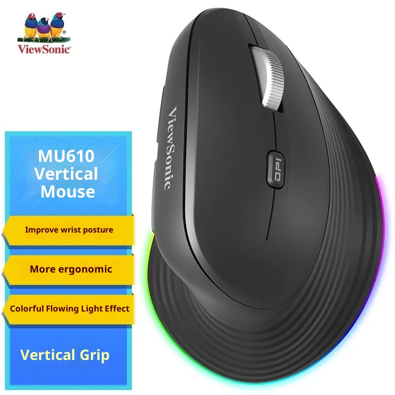 Digitex Digitex ViewSonic MW610 Ter Geçirmez Kaymaz Dikey Ergonomik Işıklı Fare Ofis ve Oyun İçin_voghion.com