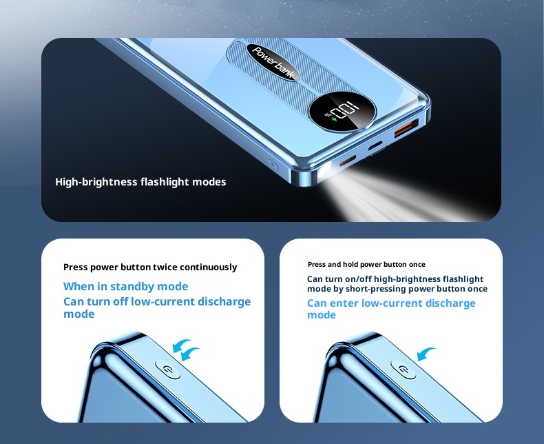 techglobe Cross-Border New Model Gift Custom Large Capacity Shared Super 66W Power Bank Fast Charging With Cable_voghion.com