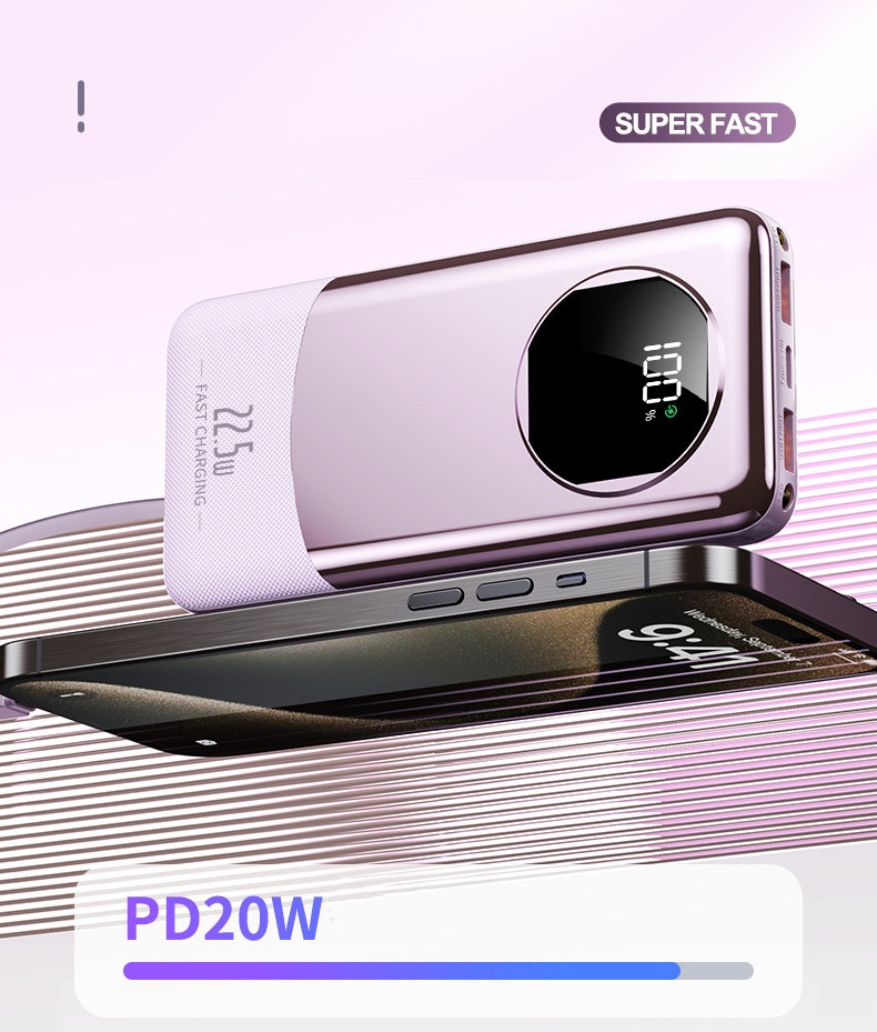 Techglobe 22,5W Powerbank mit großer Kapazität (20000mAh), integriertem Kabel, Schnellladefunktion, leicht, Geschenkidee, mobile Powerbank, personalisierbar_voghion.com