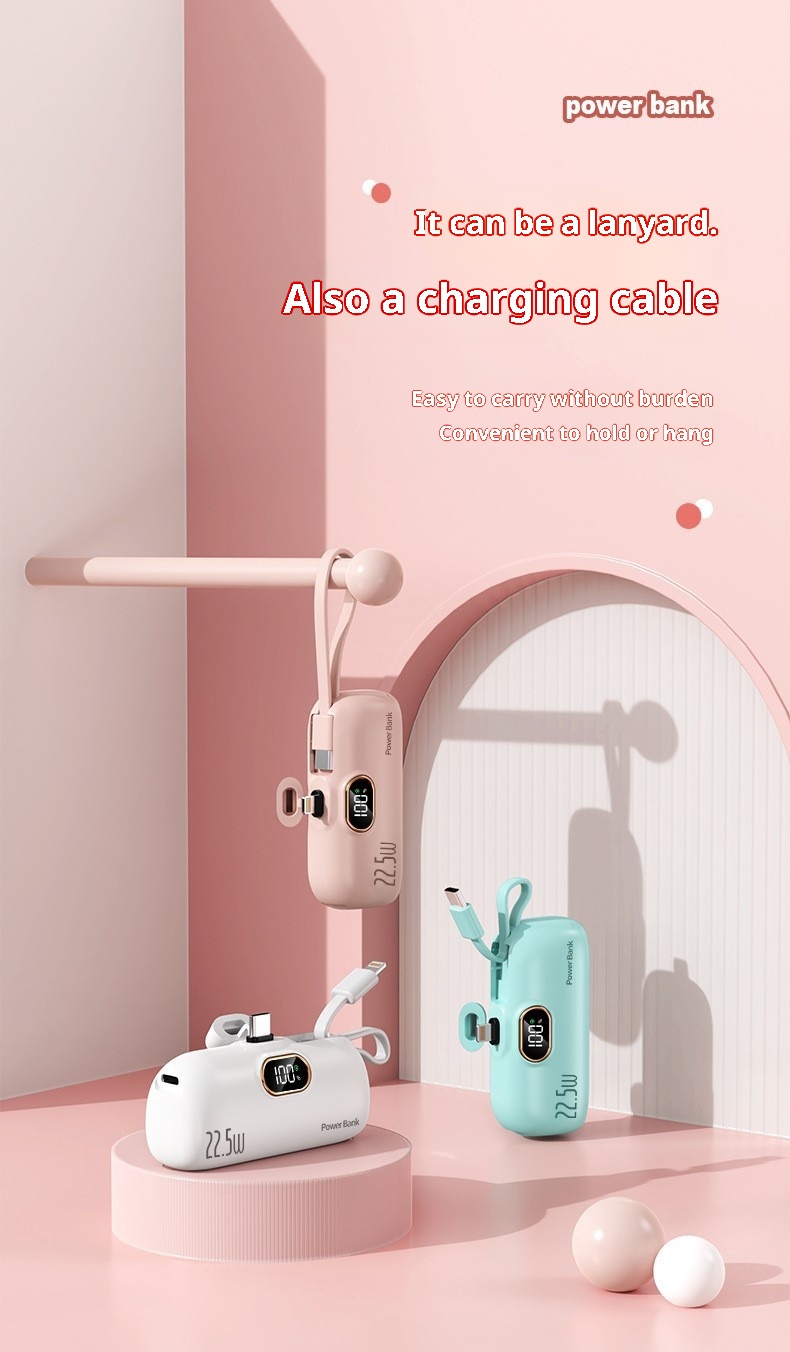 Techglobe Cross-Border KC Mini Capsule Bank 5000mAh 22,5W Ricarica rapida Compatto Alimentatore portatile mobile LG stampato_voghion.com