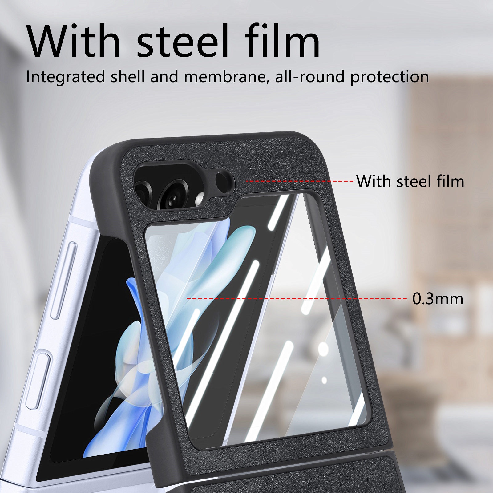 TechGlobe Compatibel met Samsung Z 5 Skin Feel Solid Color Oil Spray Flip 5/4 Protector Geïntegreerd Boven- en Onderscherm_voghion.com