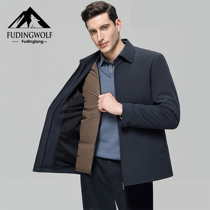 boy Goose 3-in-1 Down 2023 Autumn Winter Turn-Down Collar Cold-Resistant Executive Men's Jacket Business Style_voghion.com