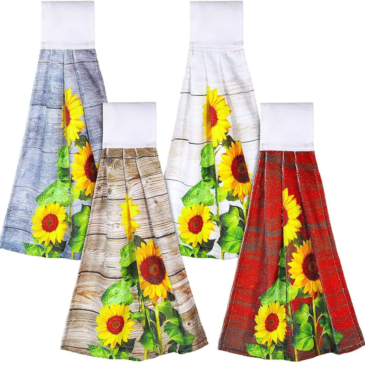 Lillian Sunflower Cloth Printed Kitchen Hanging Bathroom Absorbent Home Hand Towel_voghion.com